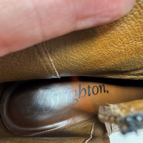 Brighton Glory Brown Leather Booties Boots 8.5 Brazil Boho Western Indie Granola - Picture 12 of 13